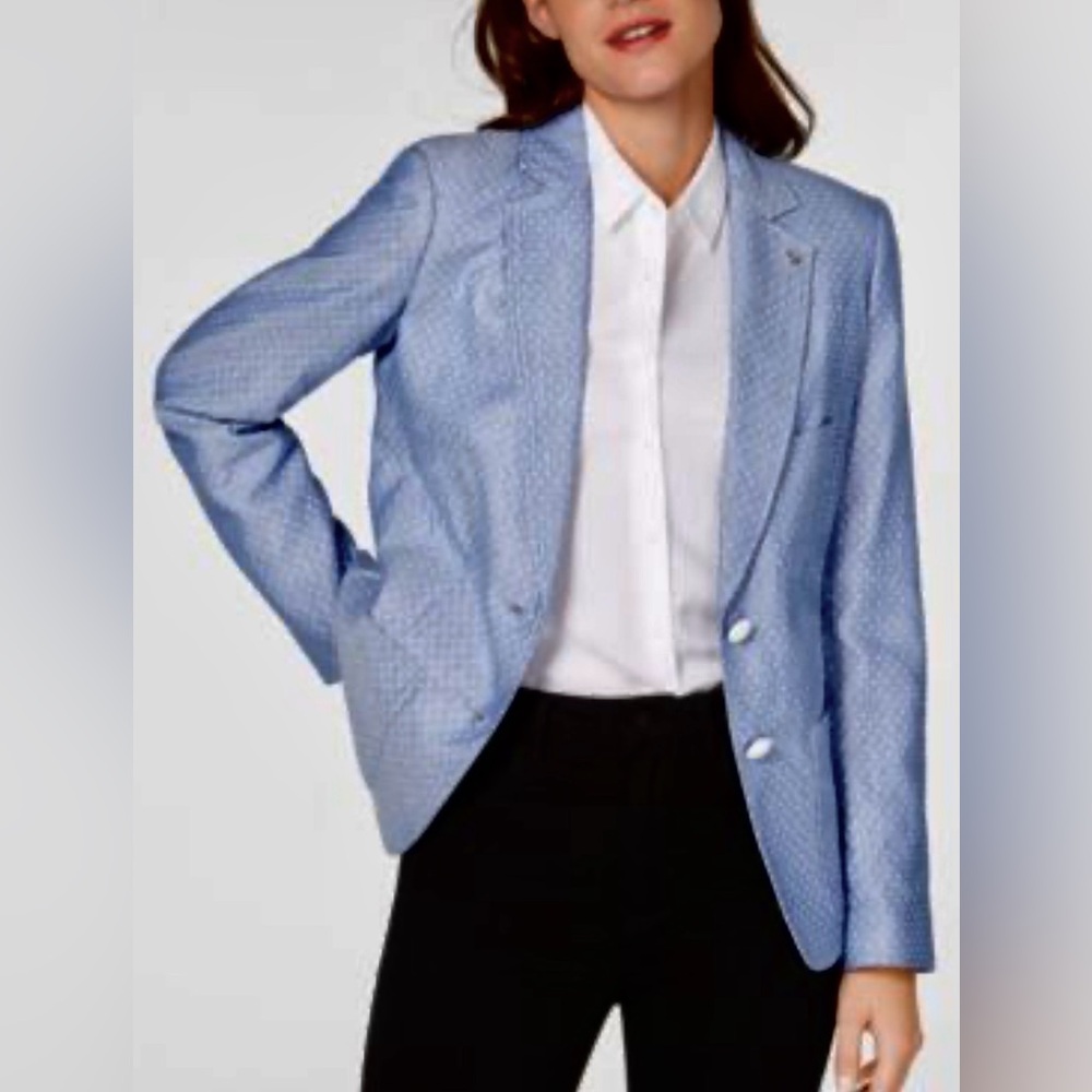 Tommy Hilfiger Chambray Blue Polka Dot Cotton Preppy “Old Money” Blazer
